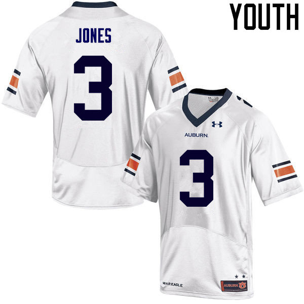 Auburn Tigers Youth Jonathan Jones #3 White Under Armour Stitched College NCAA Authentic Football Jersey COT1174JF